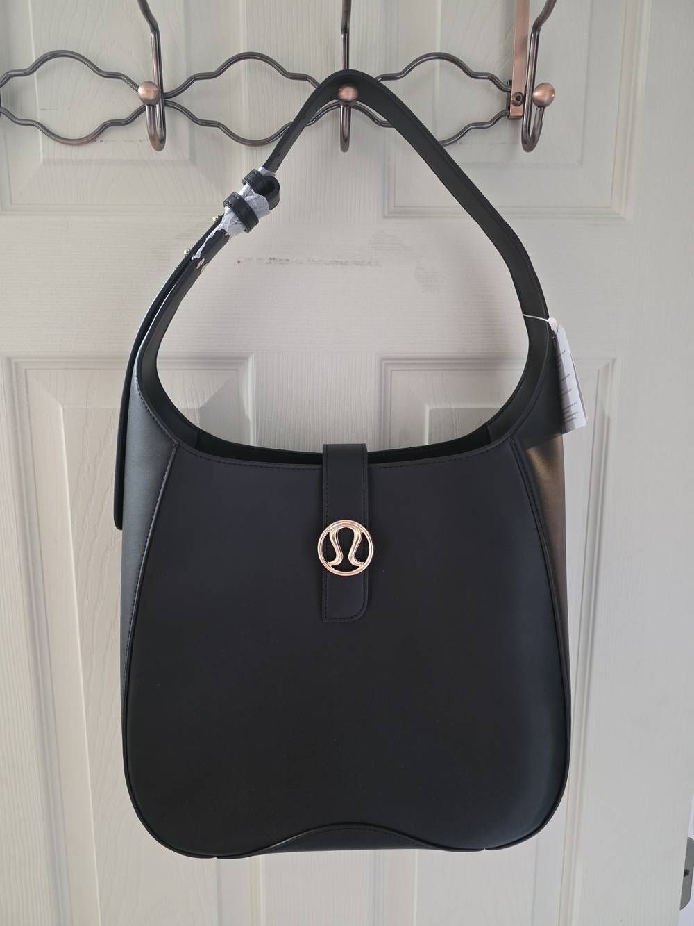 lululemon athletica Black Shoulder Bag with Gold Logo